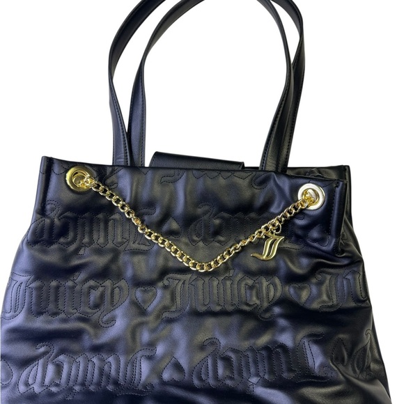 Juicy Couture Black Tote with Gold Chain - Picture 1 of 7